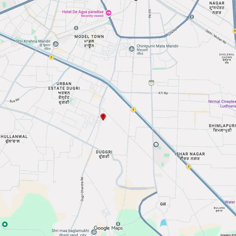 Solitaire Emporium location map on Main Dugri Road, Ludhiana